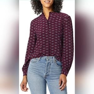 🍀Joie Mintee F Printed Button-Up Blouse in Blackberry